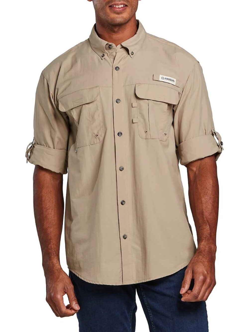 Magellan Fish Gear Men’s Biege Lightweight Long Sleeve Shirt Size XL Relaxed Fit